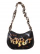 Punk Black Cool Flame Alphabet Print Design Leopard-Print Shoulder Bag