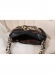 Punk Black Cool Flame Alphabet Print Design Leopard-Print Shoulder Bag