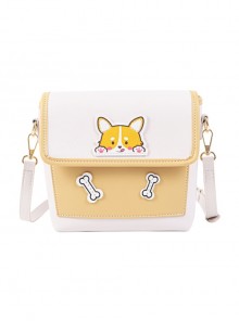 Cartoon Cute Puppy Design Leather Flap Adjustable Strap Crossbody Lolita Bag
