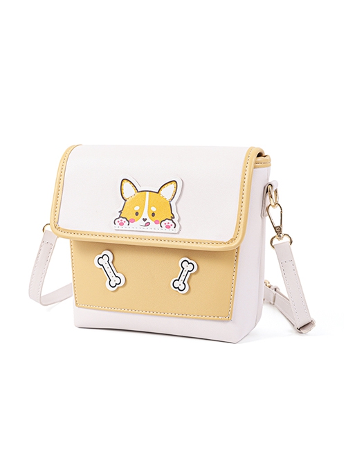 Cartoon Cute Puppy Design Leather Flap Adjustable Strap Crossbody Lolita Bag