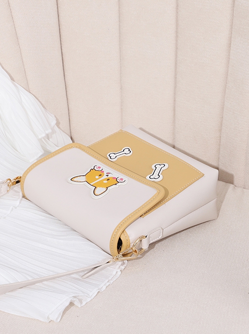 Cartoon Cute Puppy Design Leather Flap Adjustable Strap Crossbody Lolita Bag