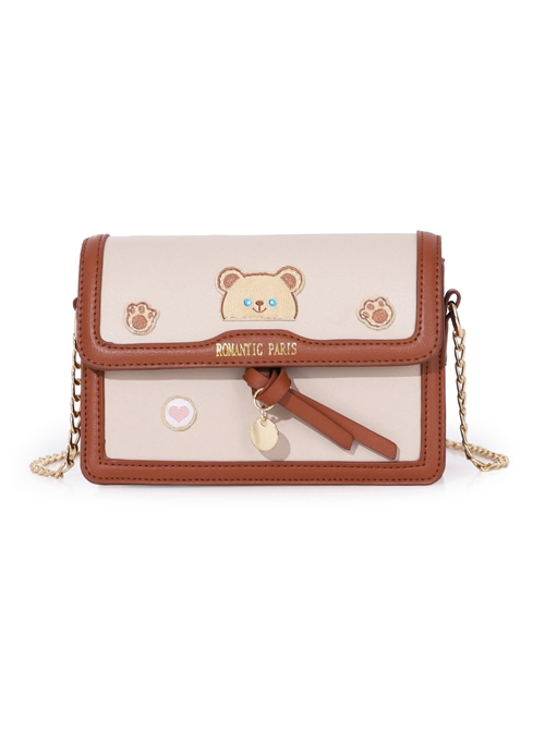 Lolita Sweet And Cute Bear Design Metal Disc Decorative Chain Bag