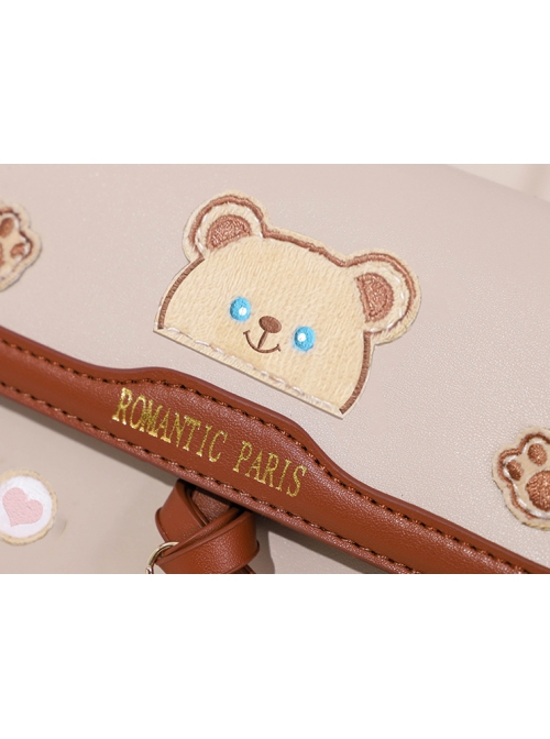 Lolita Sweet And Cute Bear Design Metal Disc Decorative Chain Bag