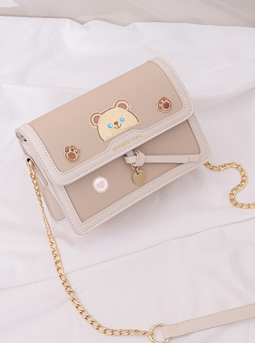 Lolita Sweet And Cute Bear Design Metal Disc Decorative Chain Bag