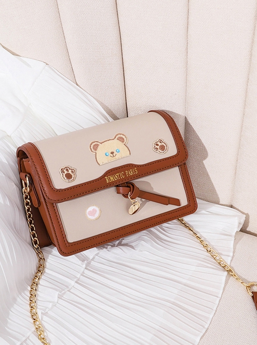 Lolita Sweet And Cute Bear Design Metal Disc Decorative Chain Bag