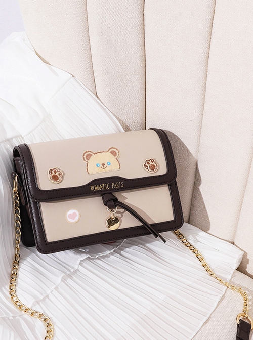 Lolita Sweet And Cute Bear Design Metal Disc Decorative Chain Bag