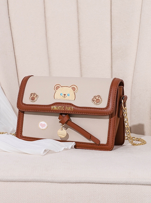 Lolita Sweet And Cute Bear Design Metal Disc Decorative Chain Bag