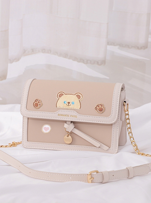 Lolita Sweet And Cute Bear Design Metal Disc Decorative Chain Bag