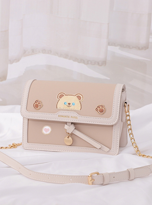 Lolita Sweet And Cute Bear Design Metal Disc Decorative Chain Bag