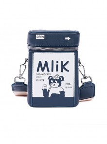 Mini Milk Carton Shape Bear Pattern Letter Decoration Lolita Women's Bag