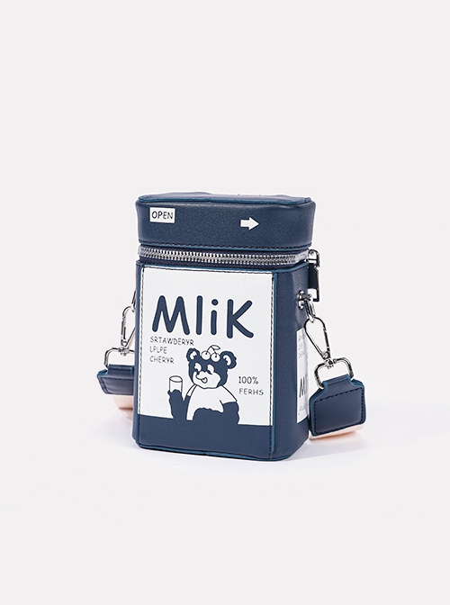 Mini Milk Carton Shape Bear Pattern Letter Decoration Lolita Women's Bag