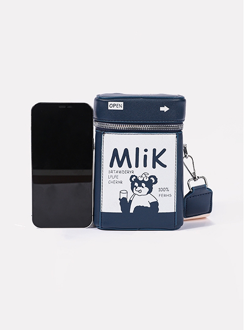 Mini Milk Carton Shape Bear Pattern Letter Decoration Lolita Women's Bag