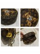 Lolita Circular Print Fluffy Bear Metal Chain Trim Crossbody Chain Bag