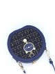 Wool Coarse Pattern Weaving Metal Cat Pendant Decoration Lolita Shoulder Crossbody Leather Bag