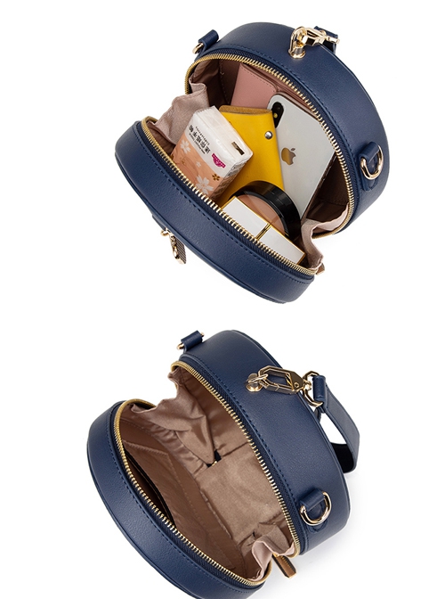 Wool Coarse Pattern Weaving Metal Cat Pendant Decoration Lolita Shoulder Crossbody Leather Bag