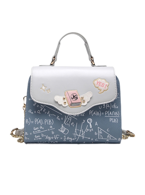 Haze Blue Sweet Lolita Geometry Of Pattern Decoration Campus Messenger Bag