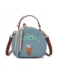 Lolita Cartoon Cute Rabbit Embroidery Pattern Decorative Letter Printing Hand Saddle Bag