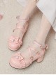 Roundhead Cross Tie Design Bow Lace Decoration Block Heel Solid Color Lolita Shoes