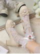 Roundhead Cross Tie Design Bow Lace Decoration Block Heel Solid Color Lolita Shoes