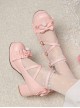 Roundhead Cross Tie Design Bow Lace Decoration Block Heel Solid Color Lolita Shoes