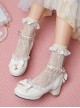 Sweet And Cute Lolita Round Bow Metal Pentagram Decoration Lace Pearl Rhinestone Pendant Buckle Strap High Heel Shoes