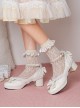 Sweet And Cute Lolita Round Bow Metal Pentagram Decoration Lace Pearl Rhinestone Pendant Buckle Strap High Heel Shoes