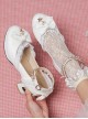 Sweet And Cute Lolita Round Bow Metal Pentagram Decoration Lace Pearl Rhinestone Pendant Buckle Strap High Heel Shoes