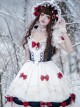 Snow White Series OP Bow Decoration Cross-Tie Rope Mesh Crinkle Lace Embellished Rose Flower Classic Lolita Dress Set