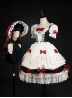 Snow White Series OP Bow Decoration Cross-Tie Rope Mesh Crinkle Lace Embellished Rose Flower Classic Lolita Dress Set