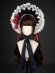 Snow White Series OP Bow Decoration Cross-Tie Rope Mesh Crinkle Lace Embellished Rose Flower Classic Lolita Dress Set