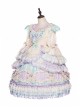 Rainbow Bubble Series OP Macaron Color Lace Ruffled Pearl Bow Flowers Embroidery Sweet Lolita Dress Set