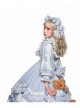 Summer Ramune Series OP Classic Lolita Pleated Lace Bow Flower Pattern Button Decoration Dress Set