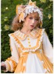 Summer Ramune Series OP Classic Lolita Pleated Lace Bow Flower Pattern Button Decoration Dress Set