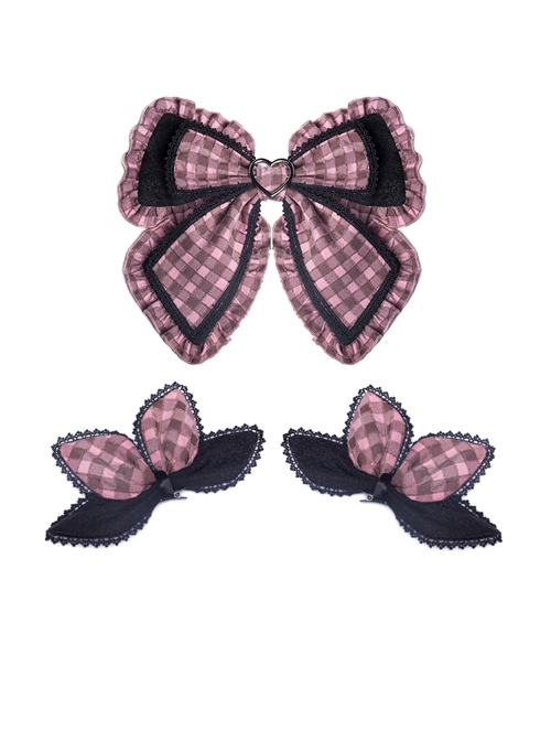 Perrault Kitty Series JSK Heart Metal Decoration Cross Rope Design Punk Lolita Lace Big Bow Dress Set A