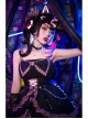 Perrault Kitty Series JSK Heart Metal Decoration Cross Rope Design Punk Lolita Lace Big Bow Dress Set A