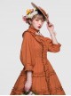 Ellywick Series OP Rural Solid Color Pleated Design Protruding Particles Embroidery Flower Buttons Classic Lolita Dress Set