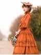 Ellywick Series OP Rural Solid Color Pleated Design Protruding Particles Embroidery Flower Buttons Classic Lolita Dress Set