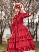 Ellywick Series OP Rural Solid Color Pleated Design Protruding Particles Embroidery Flower Buttons Classic Lolita Dress Set