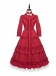 Ellywick Series OP Rural Solid Color Pleated Design Protruding Particles Embroidery Flower Buttons Classic Lolita Dress Set