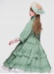 Ellywick Series OP Rural Solid Color Pleated Design Protruding Particles Embroidery Flower Buttons Classic Lolita Dress Set