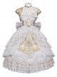 Oath Of Watcher Series JSK Cross Printing Design Gold Classic Lolita Flower Embroidery Sleeveless Halter Neck Dress Set