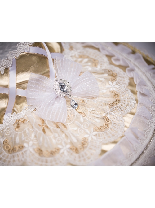Oath Of Watcher Series JSK Cross Printing Design Gold Classic Lolita Flower Embroidery Sleeveless Halter Neck Dress Set