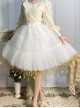 Moon Star River Series White Lace Yarn Skirt Golden Crescent Star Embroidered Classic Lolita Long Petticoat