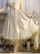 Moon Star River Series White Lace Yarn Skirt Golden Crescent Star Embroidered Classic Lolita Long Petticoat