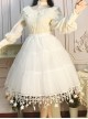 Moon Star River Series White Crescent Star Embroidered Lace Yarn Skirt  Classic Lolita Long Boneless Petticoat