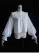 Meet Series Full Lace Hollow Out Embroidery Design Classic Lolita White Long Sleeve Shirt