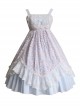 Four Seasons Spring Series JSK Blue Pink Chinese Style Chiffon Elegant flower lace Bow Tie Classic Lolita Sleeveless Dress