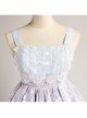 Four Seasons Spring Series JSK Blue Pink Chinese Style Chiffon Elegant flower lace Bow Tie Classic Lolita Sleeveless Dress