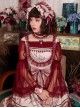 Wine Red Big Collar Off The Shoulder Polyester Lace Big Cuff Design Classic Lolita Long Sleeve Shirt