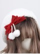 Sweet Cute Bowknot Milk-White Woolen Plush Balls Decoration Classic Lolita Berets